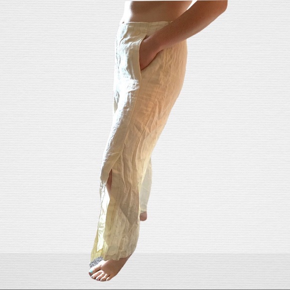 SOLD 💐 Vintage Linen High Rise Wide Leg Trousers - Picture 2 of 4